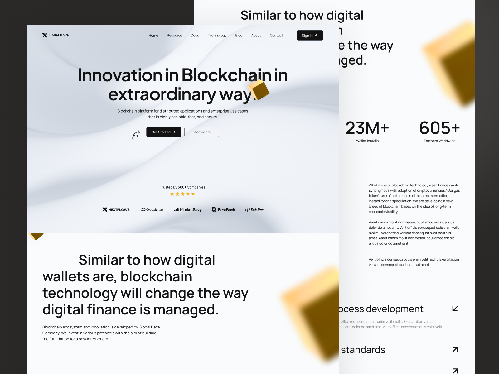 Linglung - Blockchain Landing Page blockchain clean coin crypto finance fintech landing page tech technology token ui uidesign uiux userinterface wallet web design web3 website