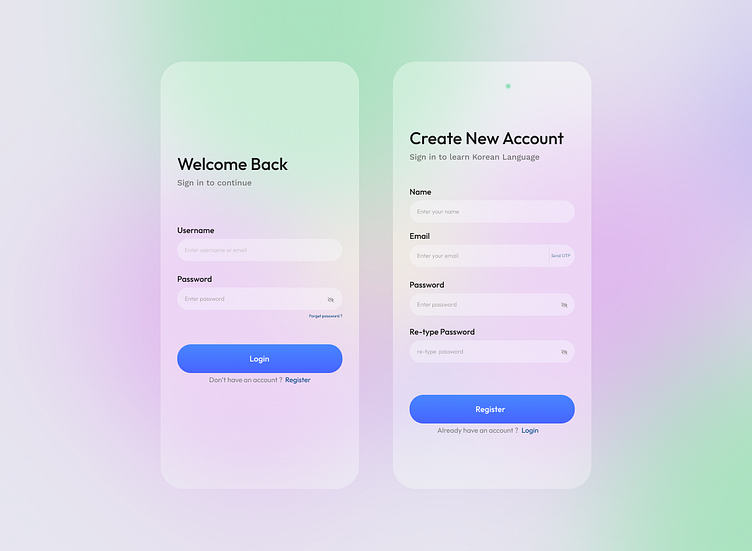 Login & Register Page Glass UI by Shevin Nikesh on Dribbble
