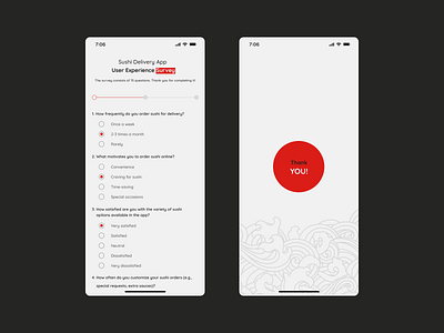 Survey screen delivery ssurvey screen ios minimal mobile ui survey survey screen sushi app ui ux
