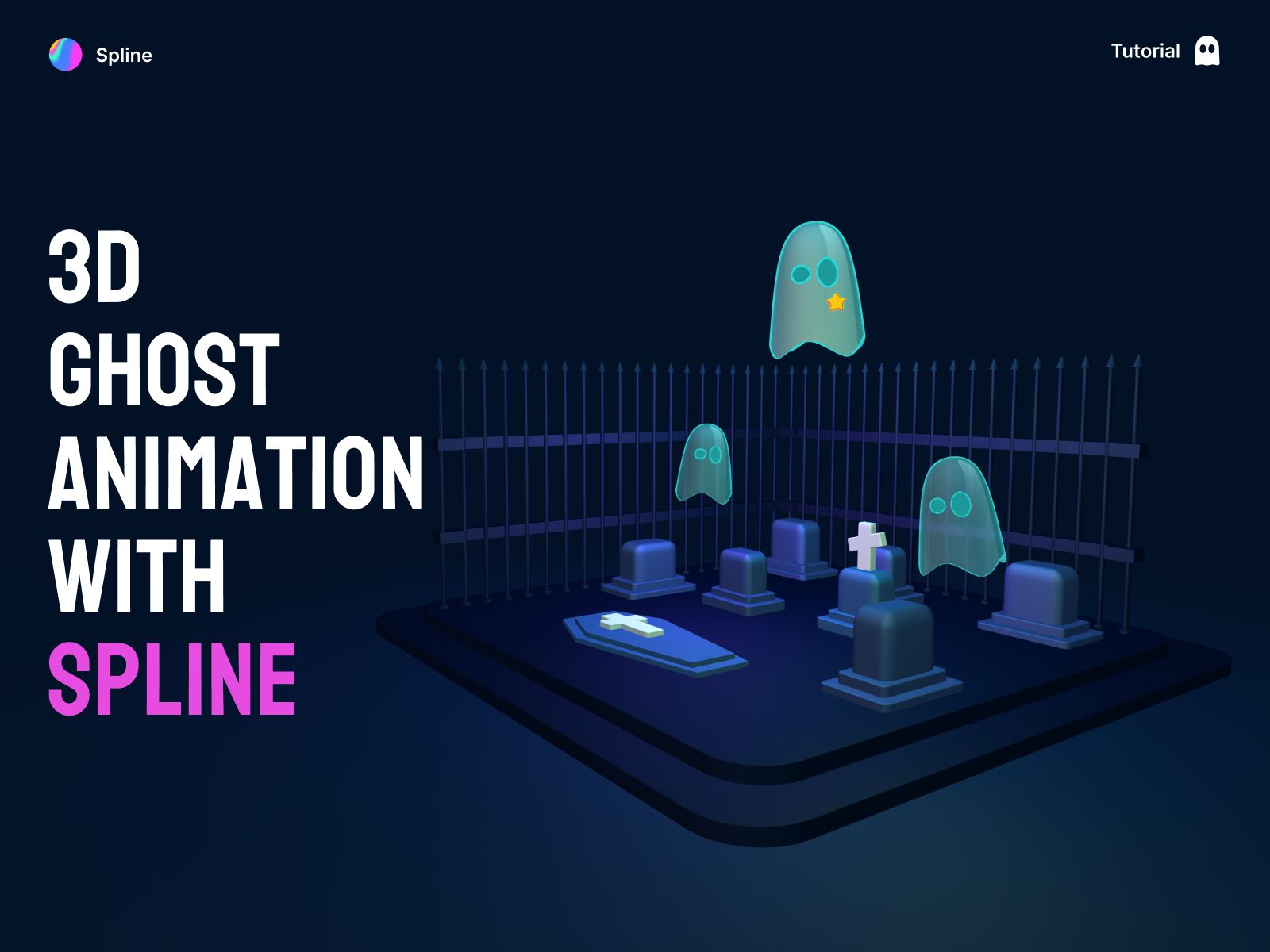 3D Ghost animation - Halloween 3d 3dcute 3ddesign animation animation3d designidea designtrend ghost3d graphic design halloween illustrator motion graphics motion3d render spline tutorial ui uidesign uiux