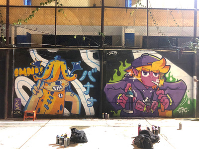 Banana Girl [night painting with Miao] drawing graffiti illustrator mural spray paints street art visual ykzr