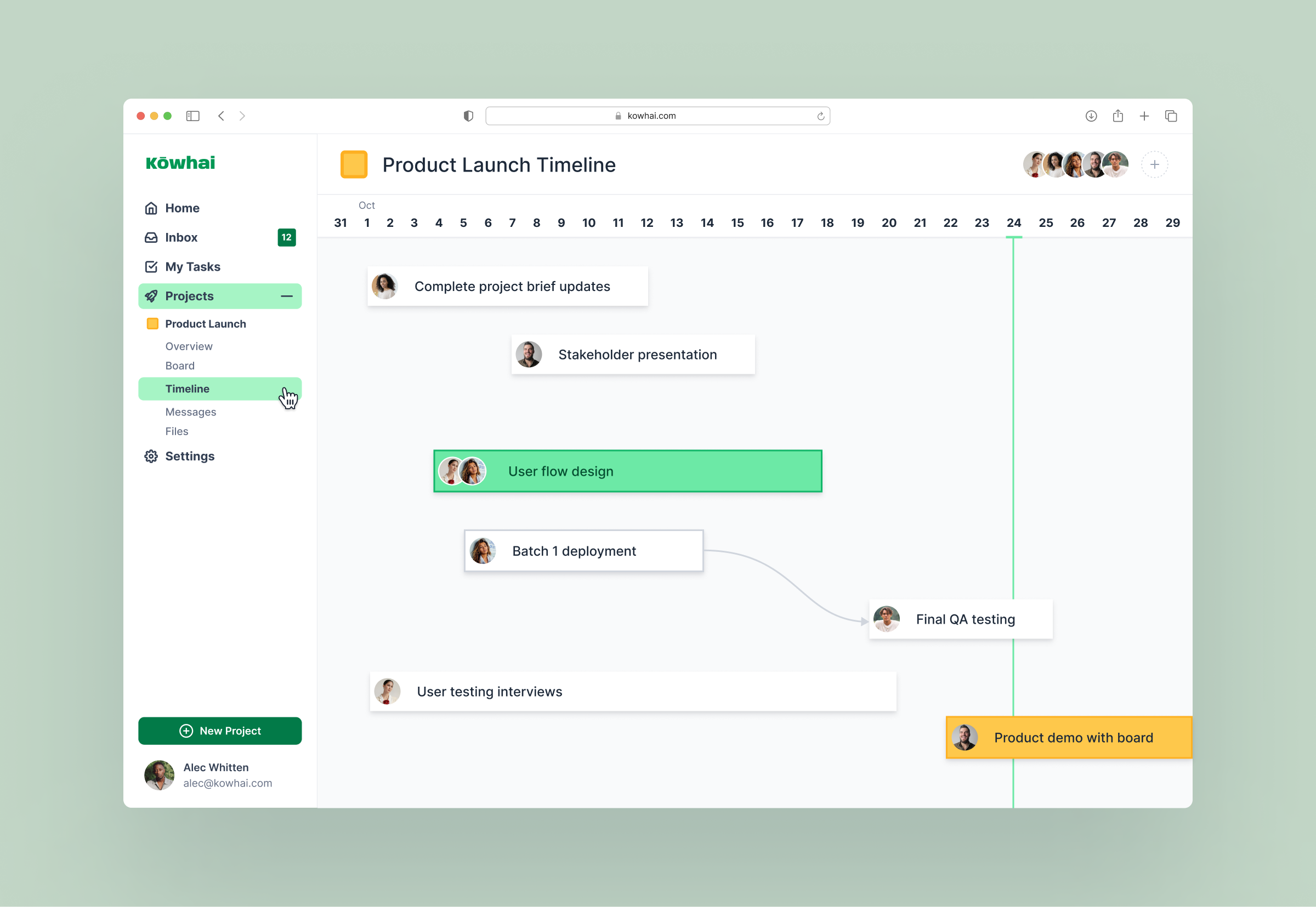 Simple project management task timeline figma green project management ui