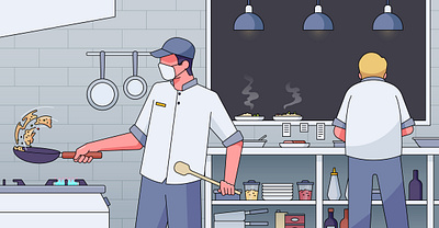 Restaurant Kitchen Illustration chef flat design graphic design illustration restaurant