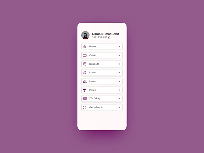 Menu List - Daily UI Design #08 app challenge daily dailydesignchallenge dailyui dailyuichallenge design graphic design logo ui