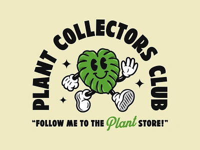 Plant Collectors Club • Merch Design apparel design branding character design custom streetwear houseplant illustration leaf logo mascot mascot logo merch monstera nature outdoor plant plant shop branding plant shop logos planter planty shirt design tee