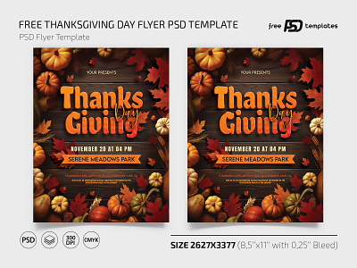 Free Thanksgiving Day Flyer PSD Template design event flyer flyers free freebie photoshop print printed psd template templates thanksgiving thanksgiving flyer