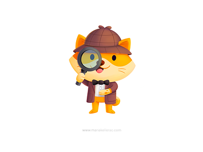 Little detective cartoon character children cute design detective dog illustration investigation kids look mexico mystery police shiba inu