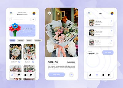 e-commerce Mobile App (Flower Shop) graphic design mobile ui uiux