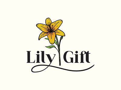 Lily Gift Logo Design 2d design branding design flower flower logo gift gift shop logo graphic design hand drawn hand drawn logo illustration lily lily flower lily logo logo vector