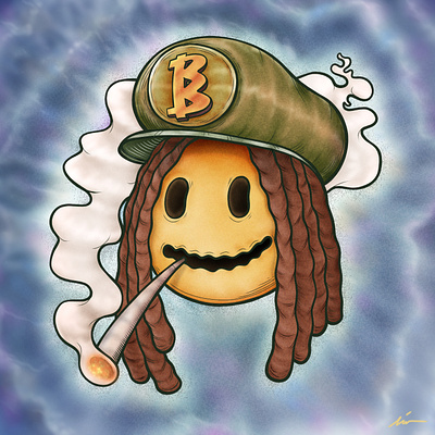 "rastaman smiley" art color pencil design digital painting draw dream emoticon fun graphic design high illustration logo music nft rasta smiley smoke water ink