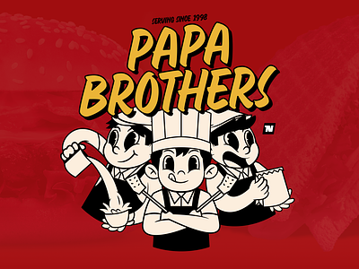 PAPA BROTHERS FAST FOOD Branding branding burger cafe cartoon cheeseburger collection design dinner fast food food food truck fried graphic design hamburger illustration lunch meal personal branding restaurant sandwich