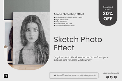 Sketch Photo Effect - Get it Now. mockup photoshop photoshop effect sketch sketch effect templates