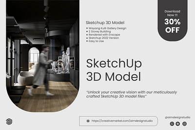 Sketchup 3D Model - Gallery Design 3d 3d model 3d modelling enscape model sketchup sketchup mode