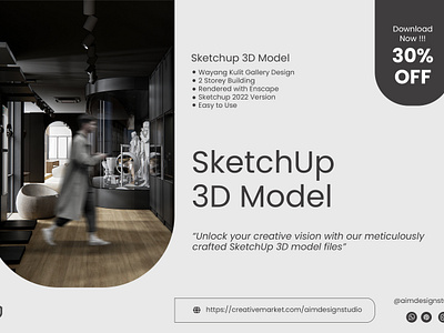 Sketchup 3D Model - Gallery Design 3d 3d model 3d modelling enscape model sketchup sketchup mode