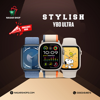 Modern social media post apple watch branding design dribbleboost graphic design high reach smart watch typography vector watch