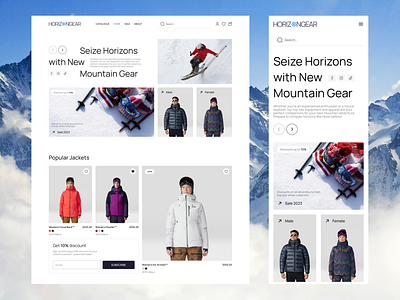 Mountain Gear and Apparel E-Commerce design e commerce minimalistic mobile store ui ux web website