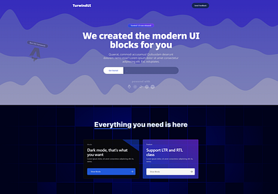TurwindUI completed header and features component graphic design ui
