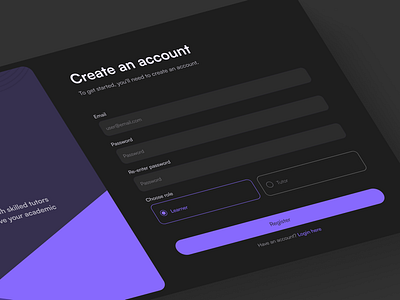 Register Form account form create account create account form elearning form login register register form register ui ux tutor tutor app tutor website tutorku ui ux