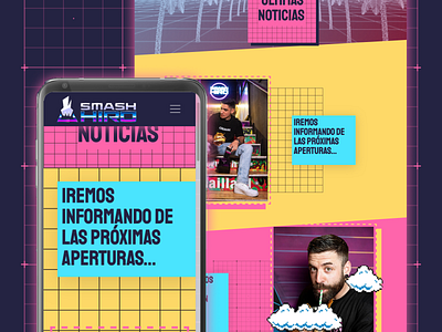 Smash Hiro - Website Design 80s belgium blue burger design odoo pink retro retro wave smash spain ui ux vintage website yellow