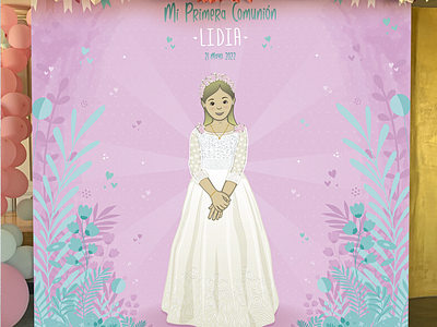 Photocall Lidia´s Communion, by Marcos Segan. adobe illustrator adobe photoshop communion design digital illustration illustration digital madrid marcossegan traditional illustration