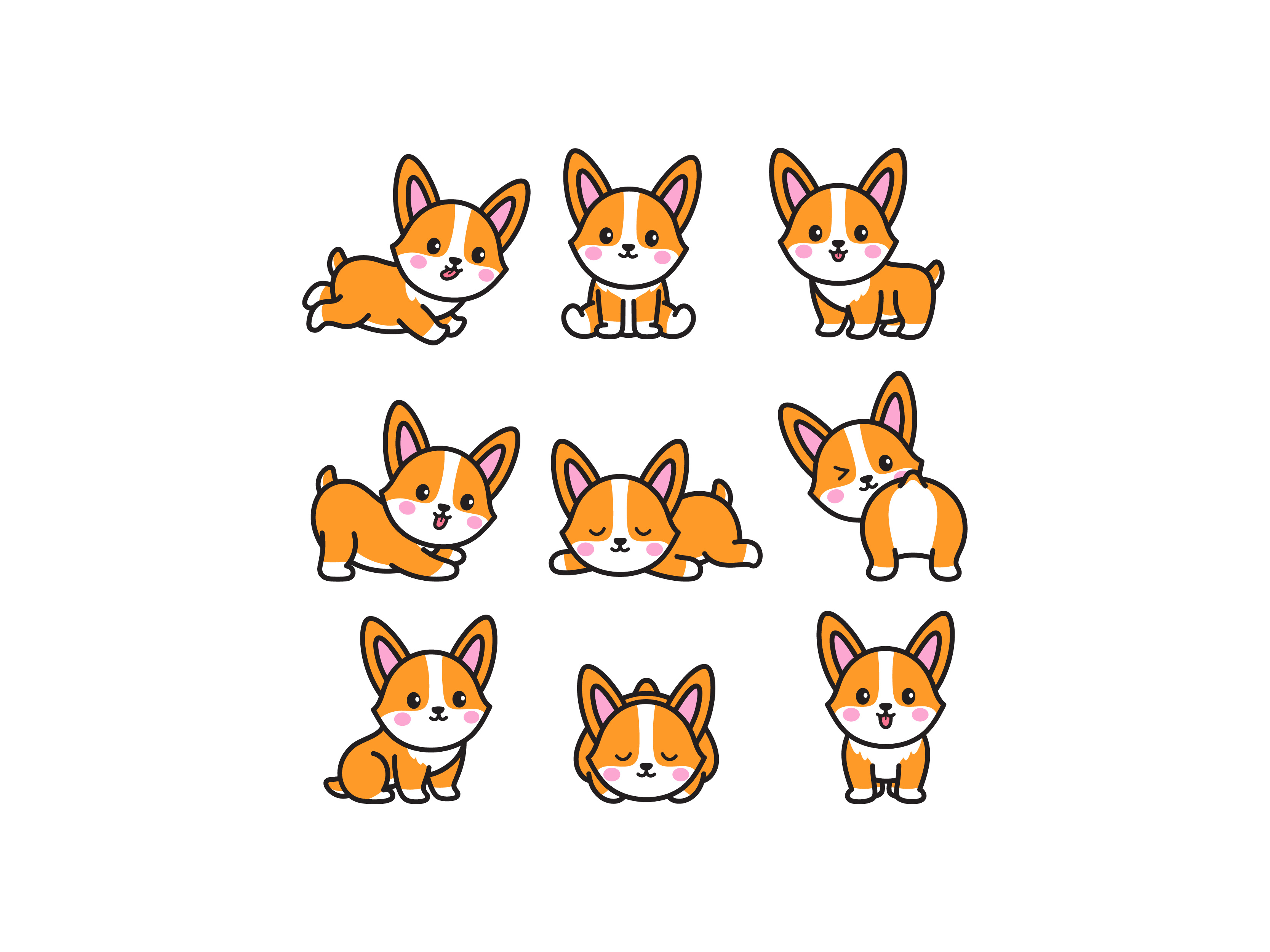 Corgi Dog Doodle Cartoon babycorgi corgi corgidog cute doodle icon illustration logo vector