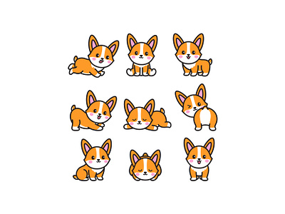 Corgi Dog Doodle Cartoon babycorgi corgi corgidog cute doodle icon illustration logo vector