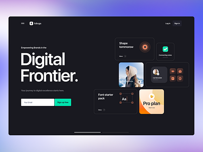Mirga Website Header dark dark mode design digital agency digital marketing dilemma club gradient header ui ui trends ux web webdesign website widget website widgets