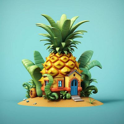 A 3d Pineapple house dall e