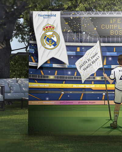Process of photocall Bosco´s Birthday, Real Madrid 22-23. adobe illustrator design digital digital illustration illustration marcossegan photo product photocall photoshop real madrid sketch