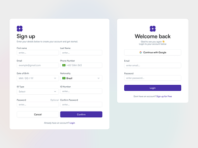 Merlin - Login & Signup app clean design details fields forms interface login minimal modals onboarding overlays settings sign up signing ui ui design ux ux design web