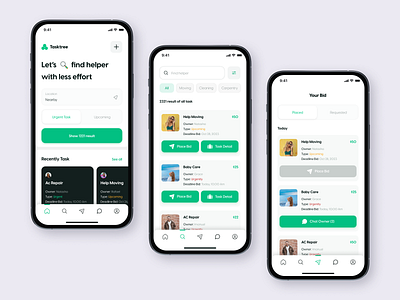 Tasktree app appdesign design discoverjob jobfinder jobvacancy minimal minimalisapp minimalistdesign nearbyjob task taskfinder ui uitrend ux uxtrends