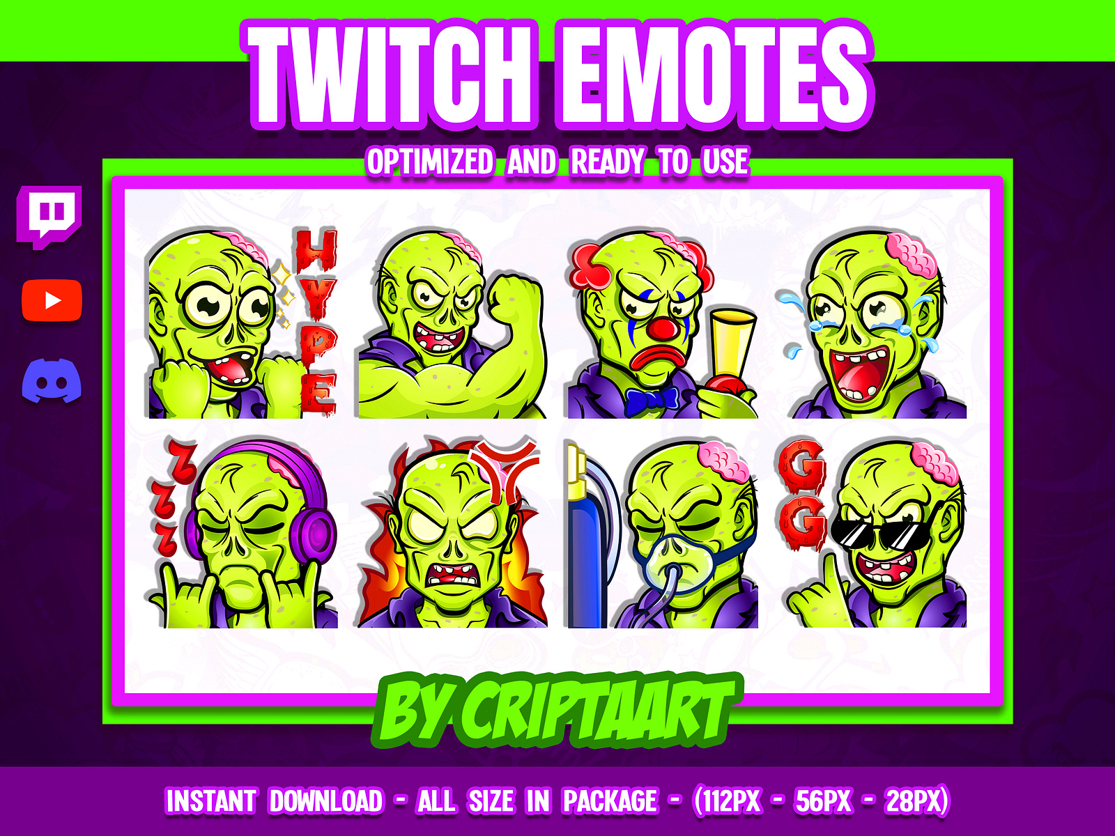 Zombie Emotes bundle 2 Zombie twitch sub emoji Horror Stream by CriptaArt on Dribbble