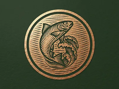 Fish illustration badge engraving fish food logo graphic design illustration vector vintage