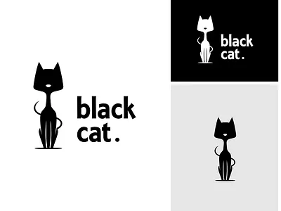 Black Cat Silhouette Logo animal black black cat branding cat design flat graphic design illustration logo logo design pet silhouette vector