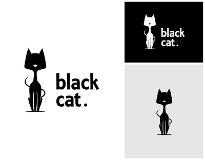 Black Cat Silhouette Logo animal black black cat branding cat design flat graphic design illustration logo logo design pet silhouette vector