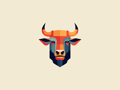 Bull Head Logo angus animal beef branding bull cattle colorful design emblem farm geometric icon identity illustration logo mark ox sports symbol vector