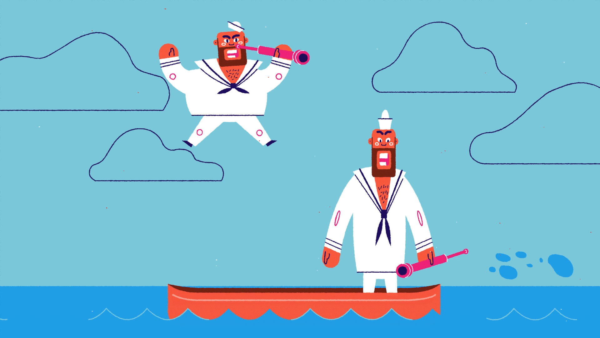 Ideas in Motion (2017). 2d animation boat bounce bouncing celanimation flatdesign gif gifs illustration jumping motion sailors vector