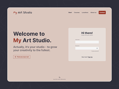 Art Studio art artclasses artschool creative design graphic design inspire landingpage passion subpages ui webapplication