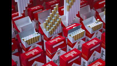 Marlboro box 3d animation branding c4d mograph motion graphics