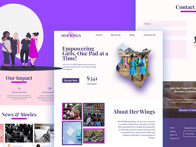 Landing Page design aboutus blog blogsection charity donate figma landingpage ngo ourimpact ui uiux uiuxdesign ux writing volunteer website websitedesign