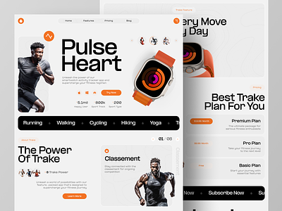 Trake - Activity Fitness Tracker Landing Page Website activity tracker design fitness fitness app fitness tracker health home page landing page trainer training ui ux web web design website website design workout workout app workout tracker workouts
