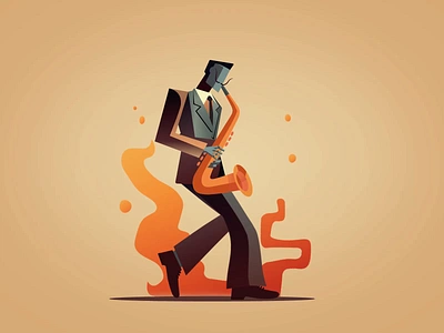 Saxophonist animation abstract animation cartoon catrtoonish design graphic design illustration motion motion graphics music saxophonist style talant trending ui ux vibe web yellow