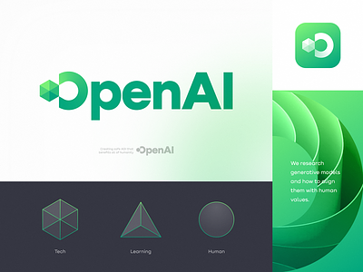 OpenAI Logo Design Concept ai app blockchain branding chatgpt data gradient hexagon icon identity learning lettering logo machine neuronet open rebranding redesign science tech
