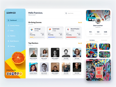 "Learn GO" Learning Courses - Web app - app clean course dashboard desktop figma indonesian indonesianfreelancer ipad learning learningonline onlinecourse stat webapp