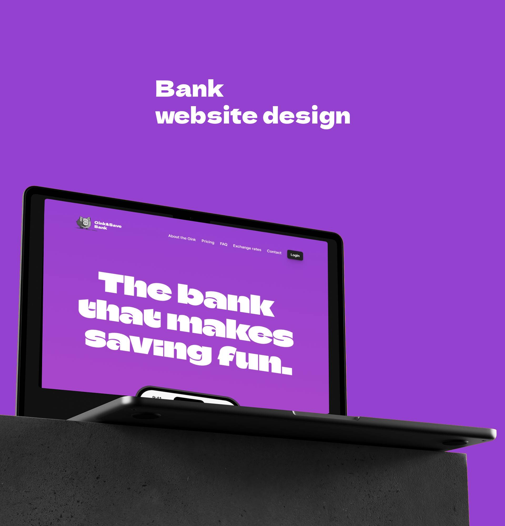Oink&Save Bank - website design app design graphic design landing page logo mobile app user interface ux design uxui uxui design web webdesign