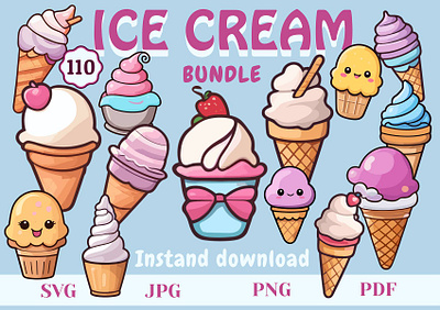 Ice Cream bundle +100 designs abstract graphic design illustration vector