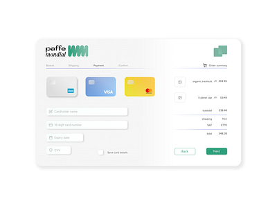 Checkout payment concept mock up / e-com / product basket checkout e com minimal payment product design ui