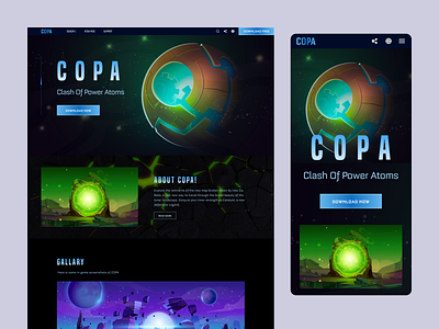 COPA Game Landing page UI Design. game design game ui gaming ui landingpage ui design uiux user interface design uxui web web design website