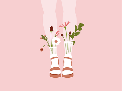 Bloom #2 daisy flowers illustration sandals seethrough socks