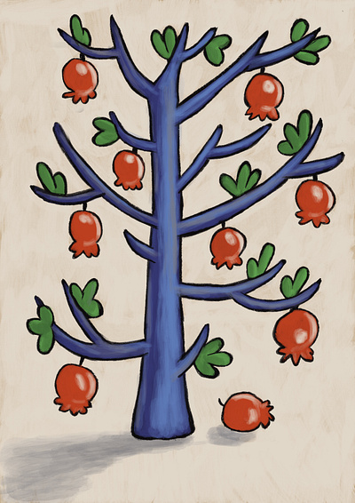 magical pomegranate tree illustration
